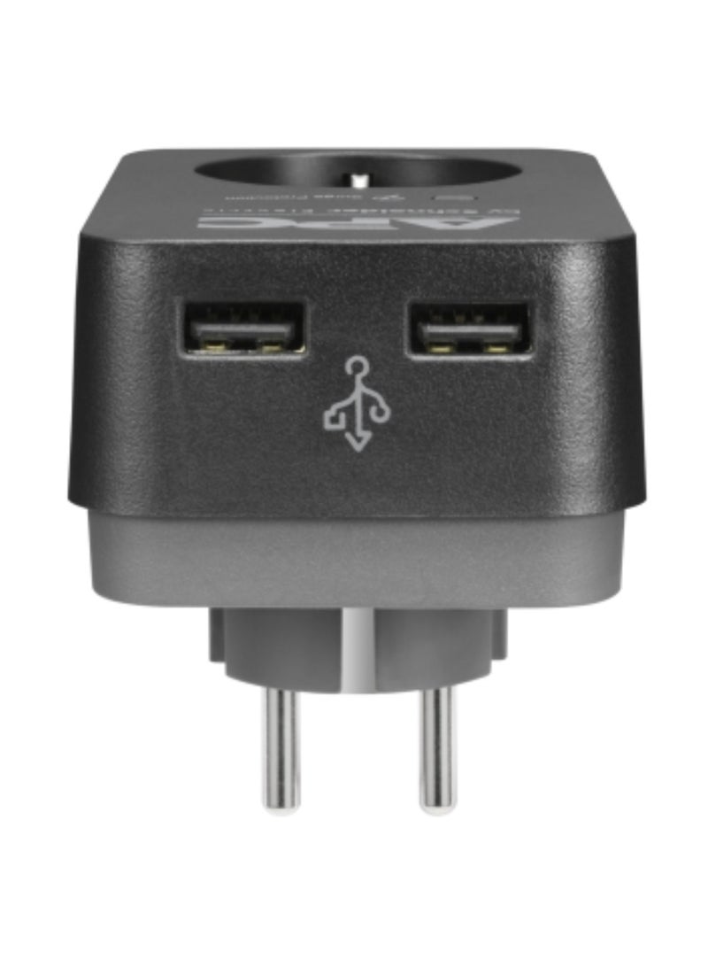 اي بي سي مشترك كهرباء APC Essential SurgeArrest - منفذ واحد + 2 منفذ USB - أسود - Image 2